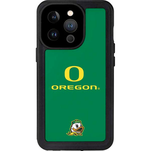 University of Oregon Yellow O with Text iPhone 15 Pro Waterproof Case